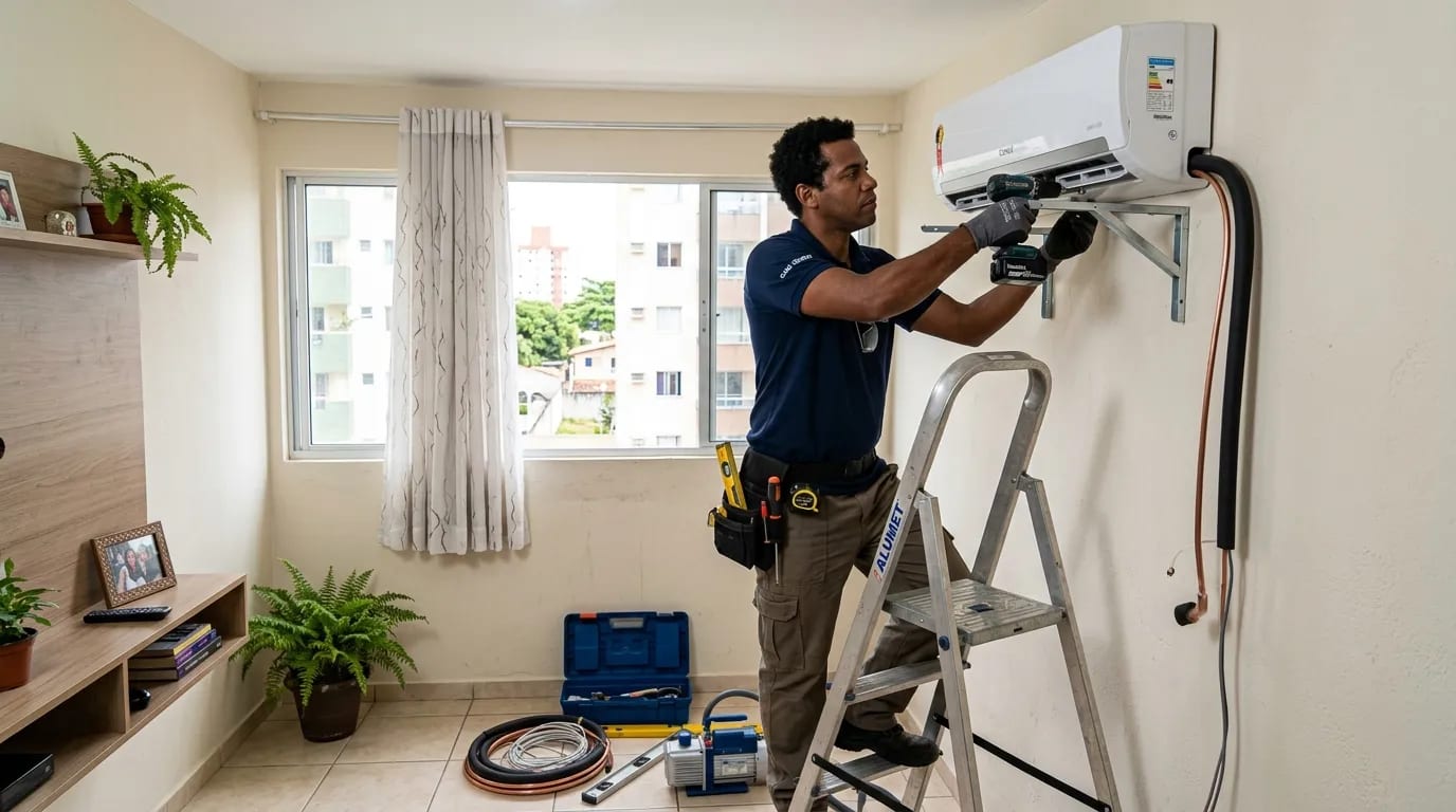Instalação de ar-condicionado split em Joinville‑SC